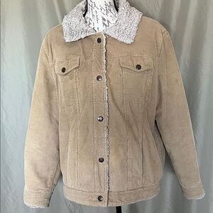 Dollhouse 1X corduroy and Sherpa tan trucker jacket